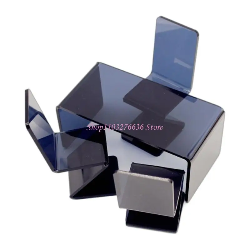Juego de muebles para casas de muñecas, mesa acrílica a escala 1/12 con sillas, para uso en oficina y escuela, 5 uds. - imagen 2