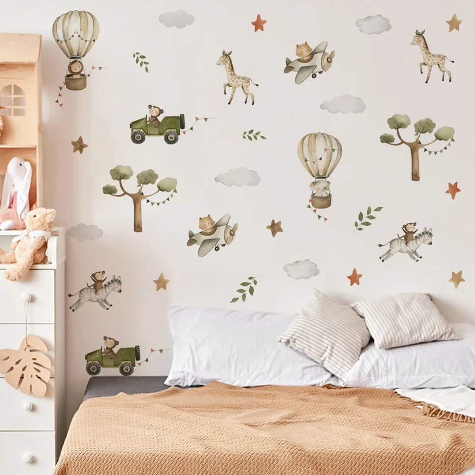 Pegatinas de pared infantiles – Animales Safari estilo acuarela - imagen 2