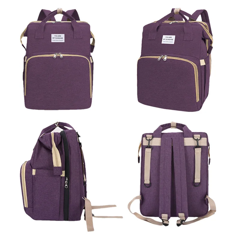 Mochila para pañales con cambiador de piel sintética para viaje - imagen 5