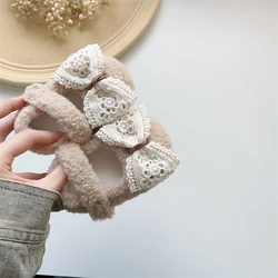 Zapatos invierno niña antideslizantes felpa lazo primeros pasos