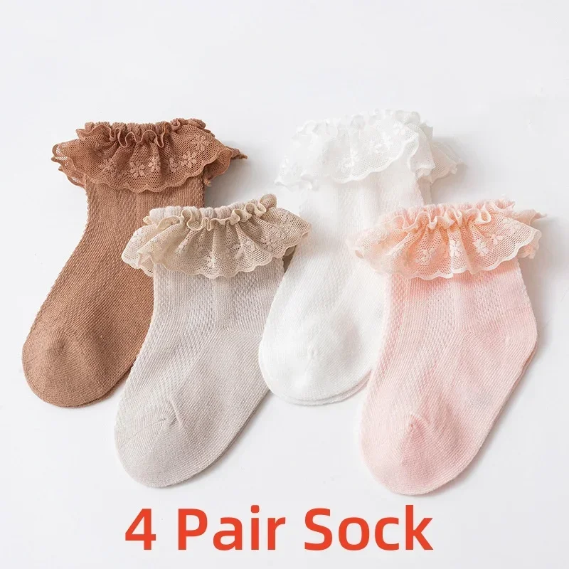 Calcetines con volantes para bebé niña de algodón hasta pantorrilla