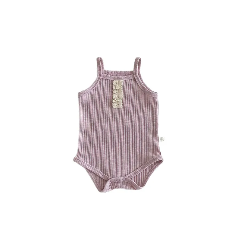 MILANCEL-Body de verano para bebé, ropa bonita de Color sólido con tira para bebé recién nacido, cabestrillo con botones de encaje de una pieza - imagen 5