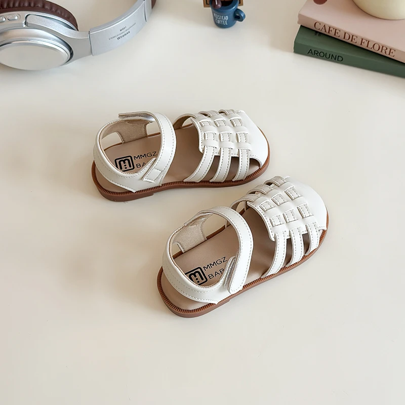 Sandalias tejidas de verano para niñas pequeñas, zapatos de princesa recortados, zapatos de playa para niños, sandalias infantiles de suela suave antideslizantes - imagen 5