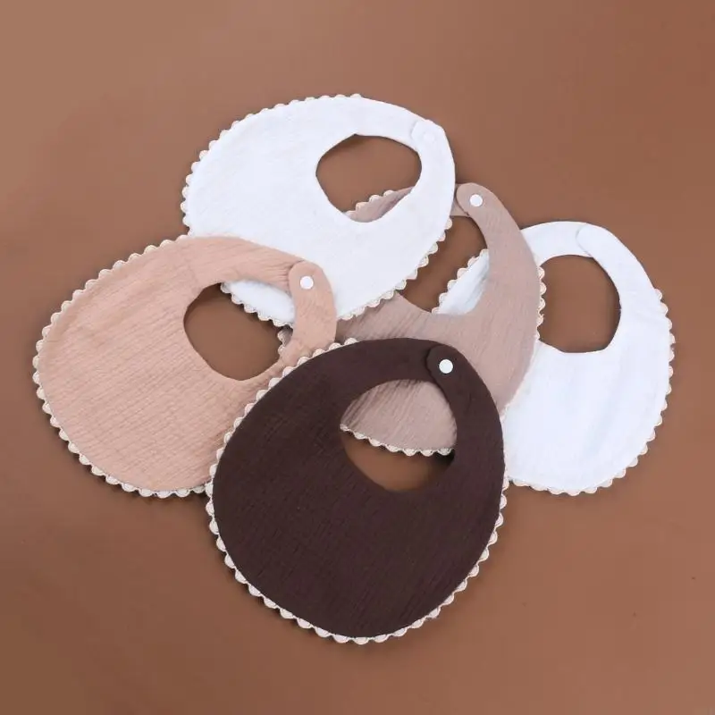 D7YD babero algodón doble para alimentación recién nacido, toalla para Saliva, Bandana, bufanda tela para - imagen 3