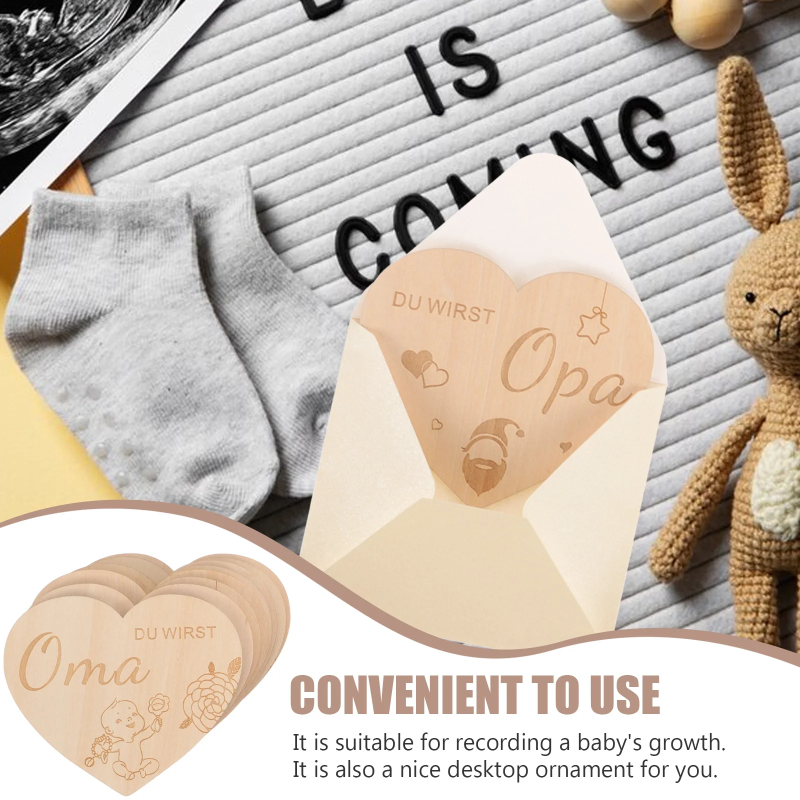 Juego de tarjetas de hito para bebé, Material de madera de primera calidad, portátil, ligero, seguro, registro de crecimiento mensual, hito para bebé, 1 Juego - imagen 5