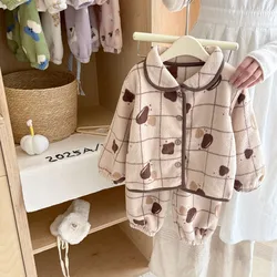Conjunto pijama franela gruesa bebé – Ropa de invierno cálida