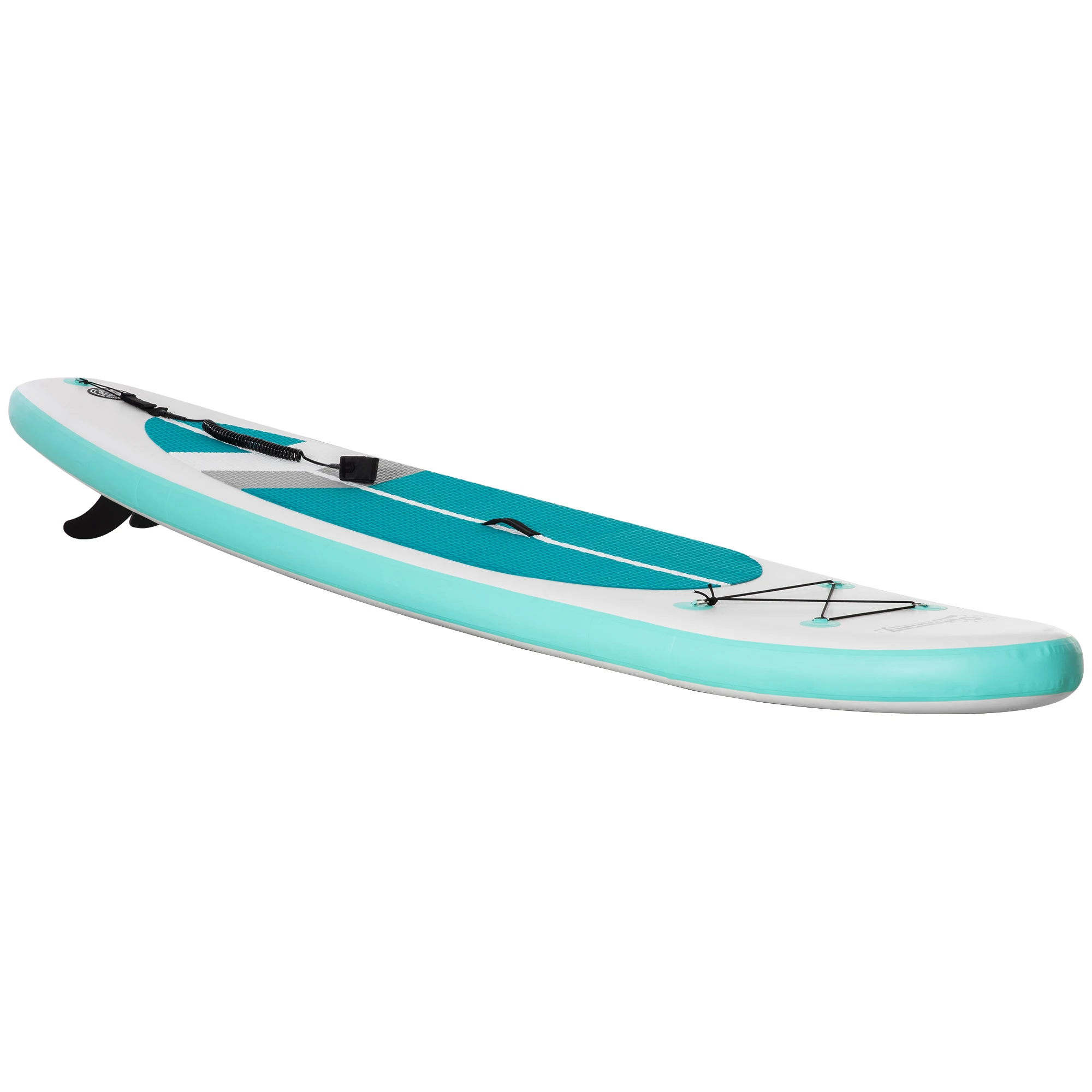 Outsunny Tabla de Paddle Surf Hinchable 320x76x15 cm Plegable con Remo de Aluminio Ajustable Desmontable Bolsa de Transporte y Accesorios Completos Blanco y Turquesa