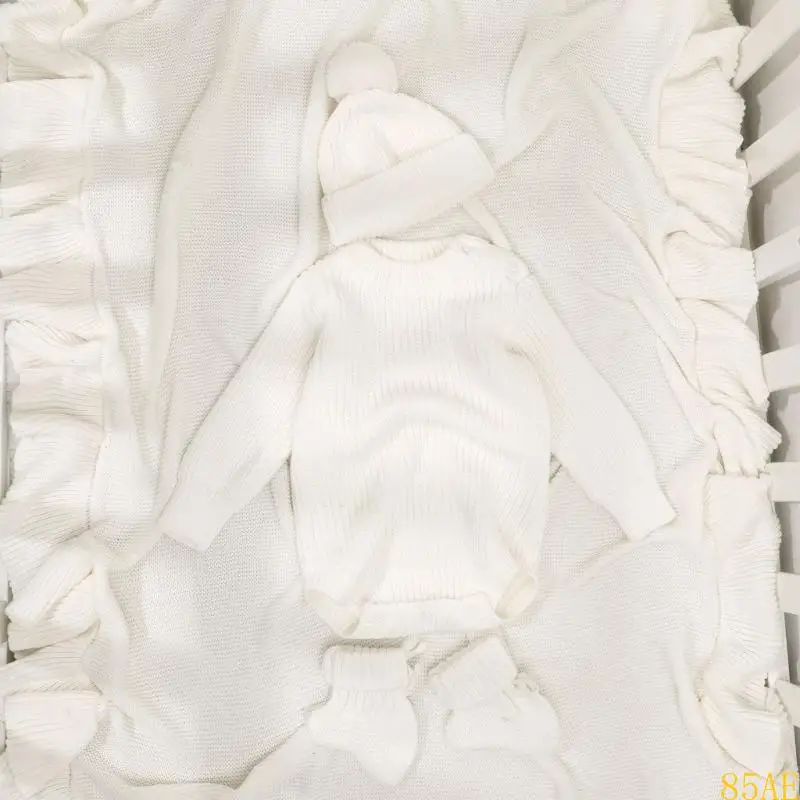 85ae 3pcs conjunto monos cómodos recién nacidos cómodos con manga larga con sombrero capó y calcetines punto por 0-6 - imagen 5