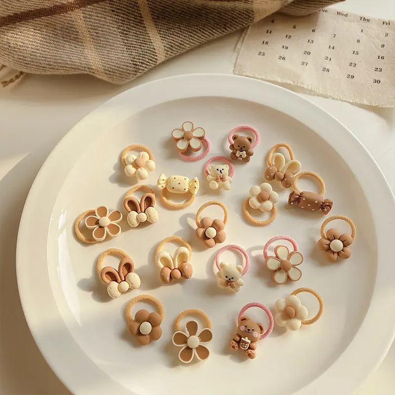 50 Uds. Por lote de 50 Uds. De diadema de conejo de dibujos animados bonitos, bandas elásticas para el cabello para niñas, accesorios para el cabello para niños, ropa para el cabello de estilo mixto - imagen 4