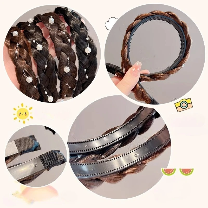 Diadema trenzada con perlas - Accesorio de peluquería infantil - imagen 3