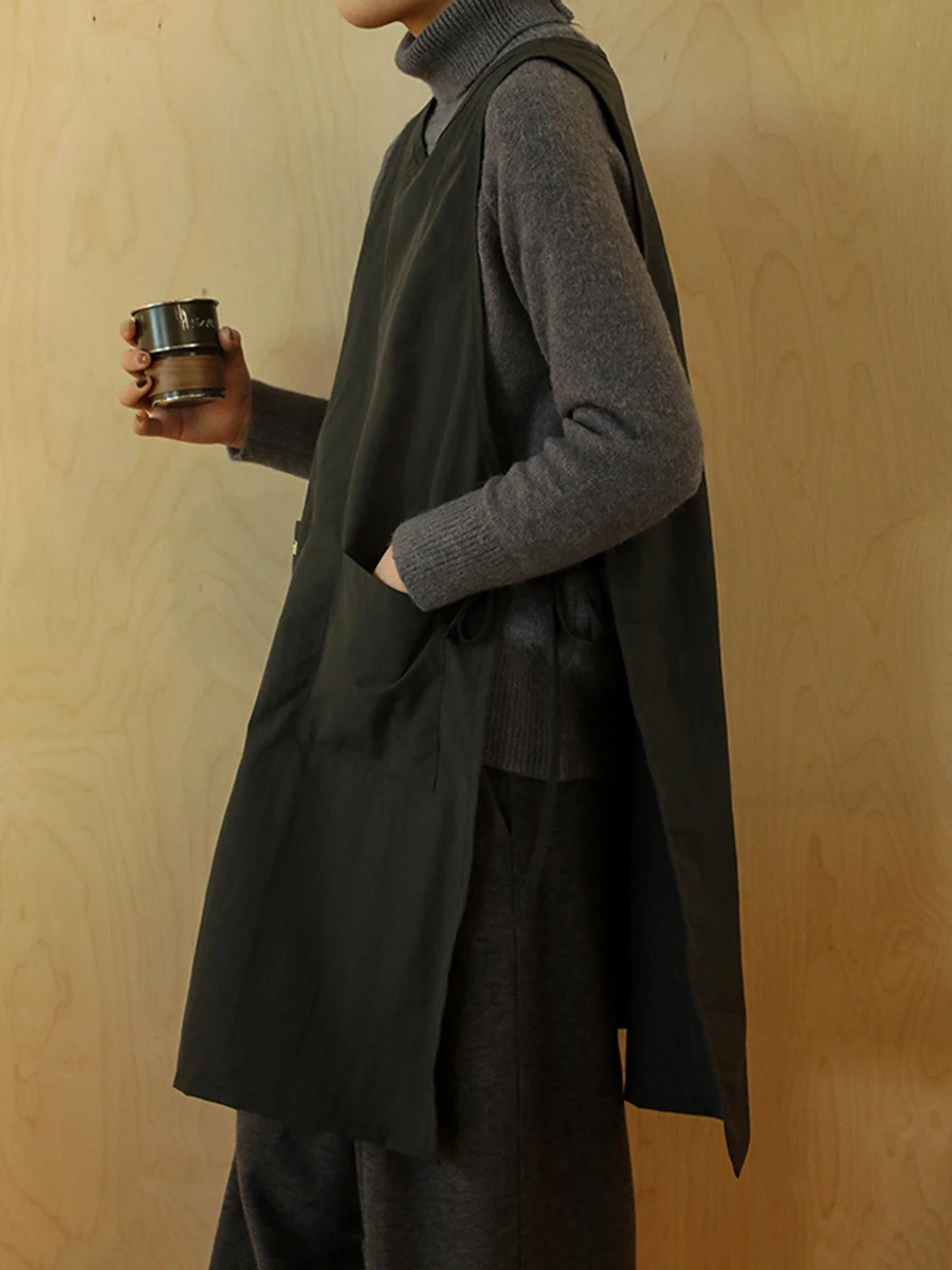 Chaleco largo antisuciedad, delantal de cocina impermeable con bolsillos, delantal de trabajo para pintura para mujer, delantal de belleza para salón de uñas - imagen 2