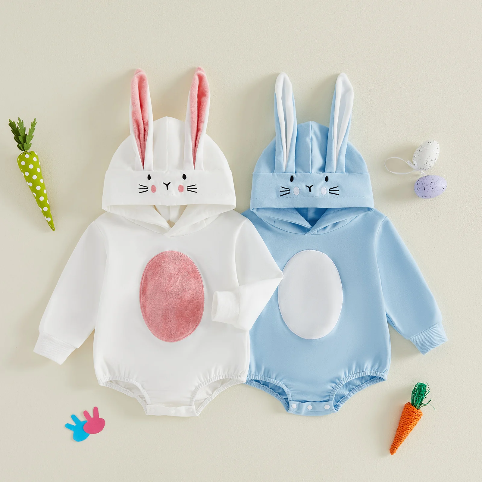 Mono de bebé con capucha y orejas de conejo para Pascua - imagen 3