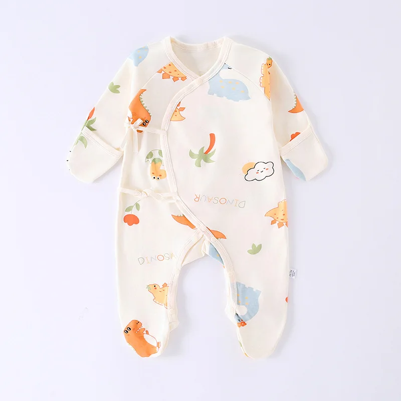 Mameluco unisex para bebé recién nacido con cubiertas para manos y pies, bonito mameluco estampado de manga larga para niños, ropa de salida a la moda para niñas