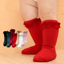 Calcetines de algodón con encaje floral para bebé