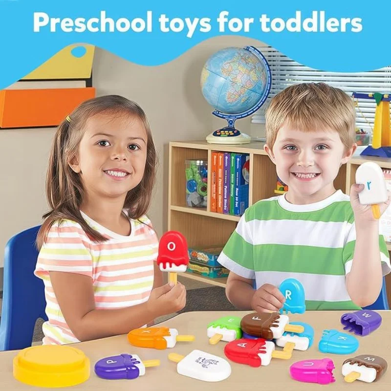 Juego de combinación de letras de helado Montessori para bebé, Educación Temprana, cognición de Color, interacción entre padres e hijos, rompecabezas, juguete para regalo - imagen 5