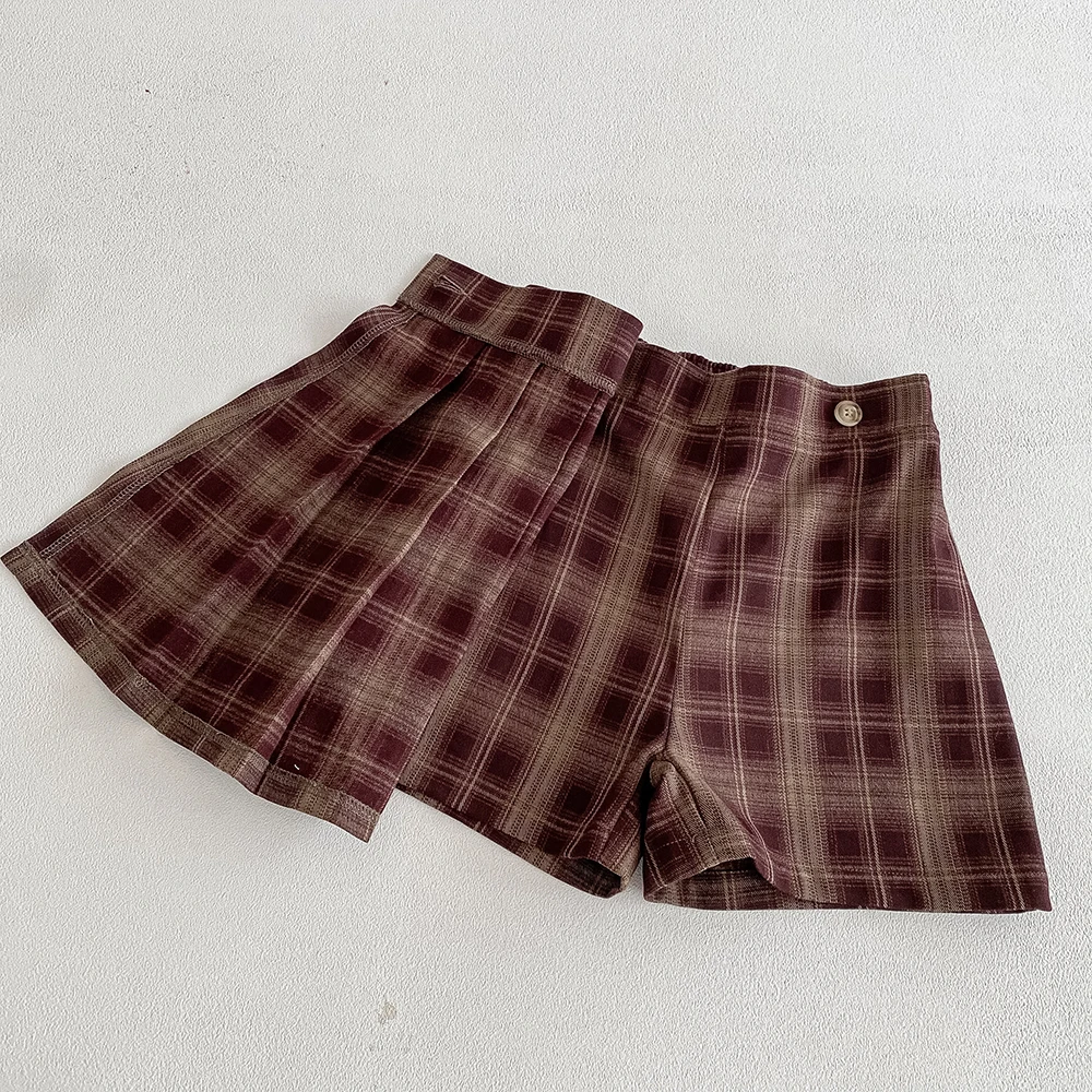 Falda a cuadros vintage plisada para niñas, estilo retro - imagen 5