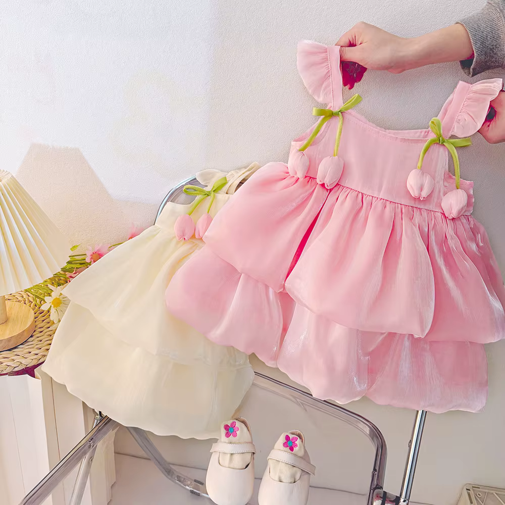 Vestido veraniego de tulipán para niña – corte acampanado - imagen 4