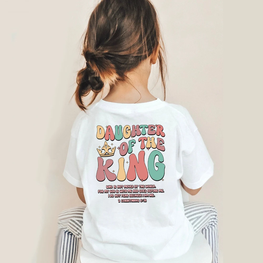 Camiseta con estampado de hija del rey para niños, camiseta de verano para niñas, camisetas de manga corta para niños, camiseta para niños pequeños, ropa Retro de moda para chicas - imagen 3
