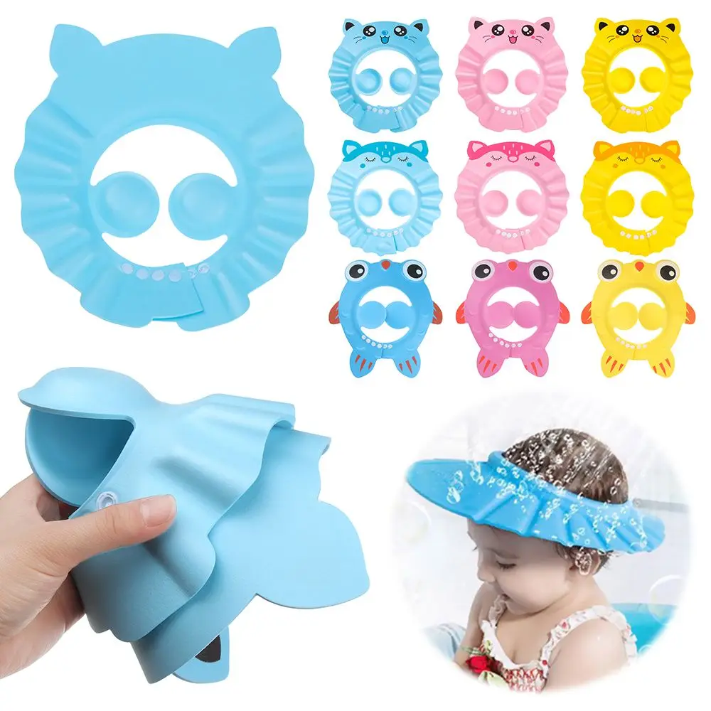 Visera de baño ajustable impermeable, protección para los oídos, lavado de pelo, champú, sombrero, gorros de Baby Shower