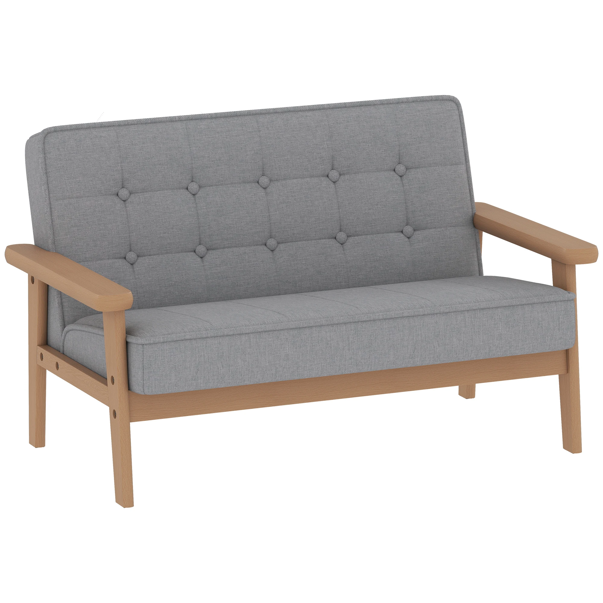 AIYAPLAY Sofá para Niños de 2 Plazas, Sillón Infantil de Felpa Suave con Estructura de Madera, Asiento y Respaldo Acolchados, Reposabrazos, para Niños de +3 Años, para Dormitorio, Sala de Juego, Gris
