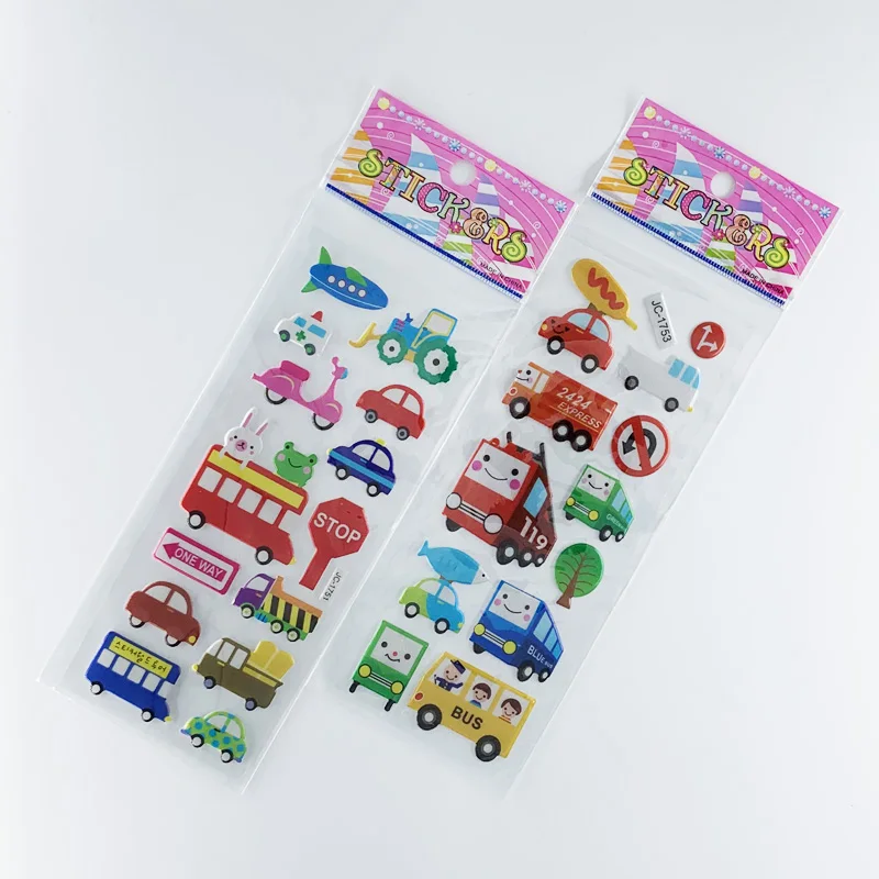 Pegatinas 3D para coche de tráfico para niños, pegatinas de dibujos animados de burbujas hinchadas para álbum de recortes, portátil, cuaderno, Juguetes DIY, 8 hojas por juego - imagen 4
