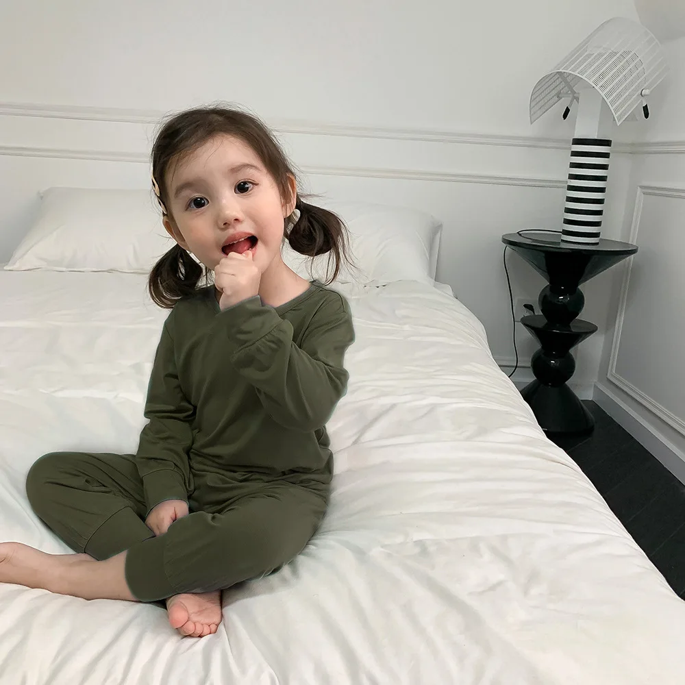 Conjunto de pijama infantil de modal cintura alta, estilo coreano - imagen 5