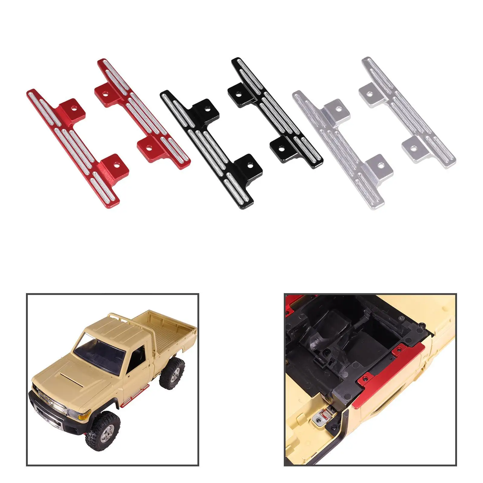 Pedales de coche teledirigido 1:12, escalones laterales de Metal para camiones MN78 MN82 LC79, 2 uds.