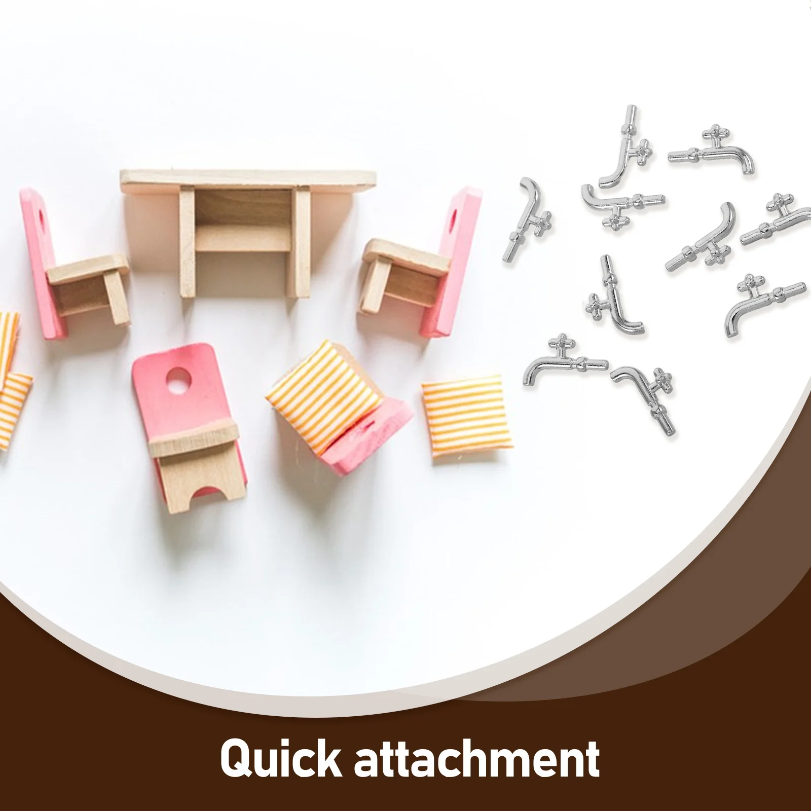 10 Uds. De decoración de grifo en miniatura, grifo falso realista de un solo mango para bricolaje, accesorios de cocina y baño, microadorno de paisaje - imagen 4