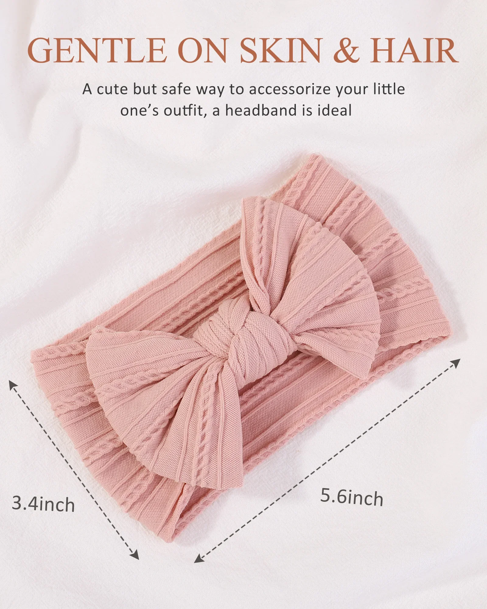 Caliente PANTONE Color sólido diadema con lazo para niñas banda elástica para el cabello turbante con lazo de algodón sombreros para niños accesorios para el cabello de bebé - imagen 5