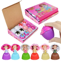 Mini hermoso pastel Cupcake princesa muñeca de juguete, dibujos animados, encantador, perfumado, niñas, juegos divertidos, regalos de Navidad, 12 piezas
