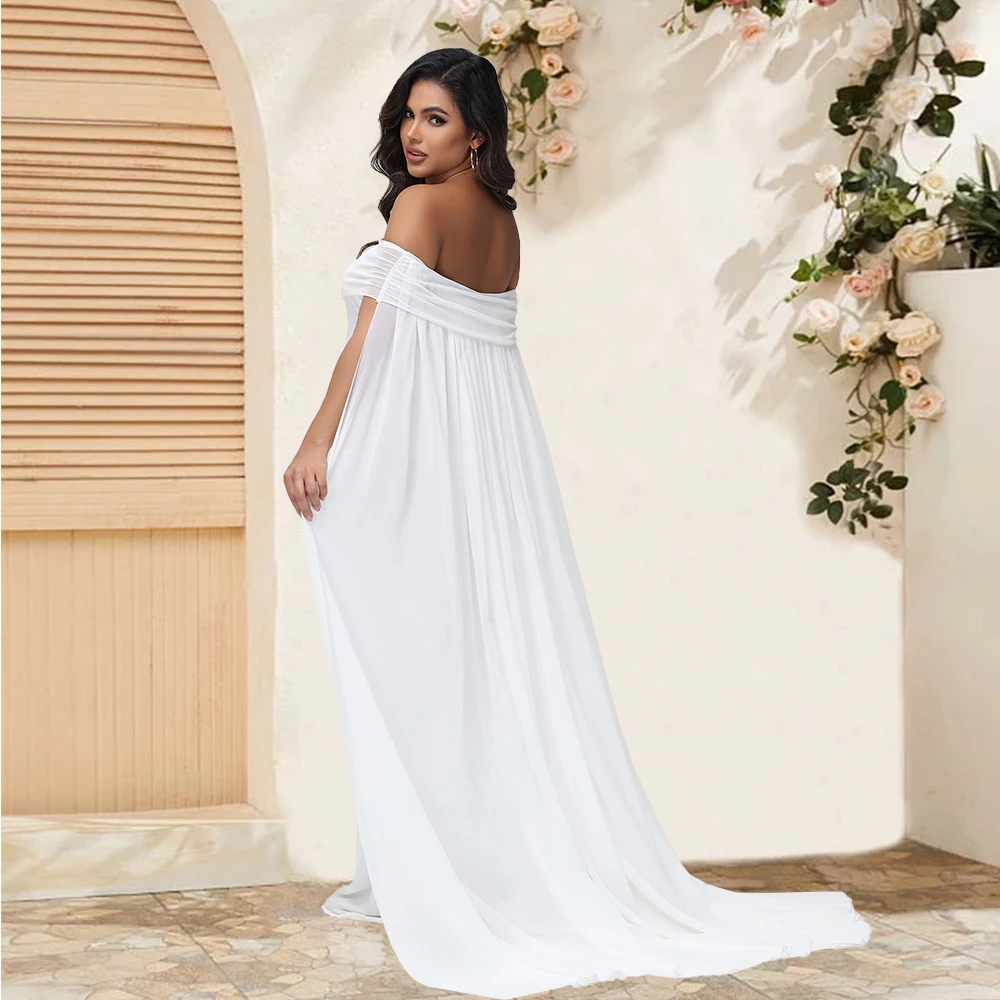 Vestido maxi de gasa para maternidad con hombros descubiertos