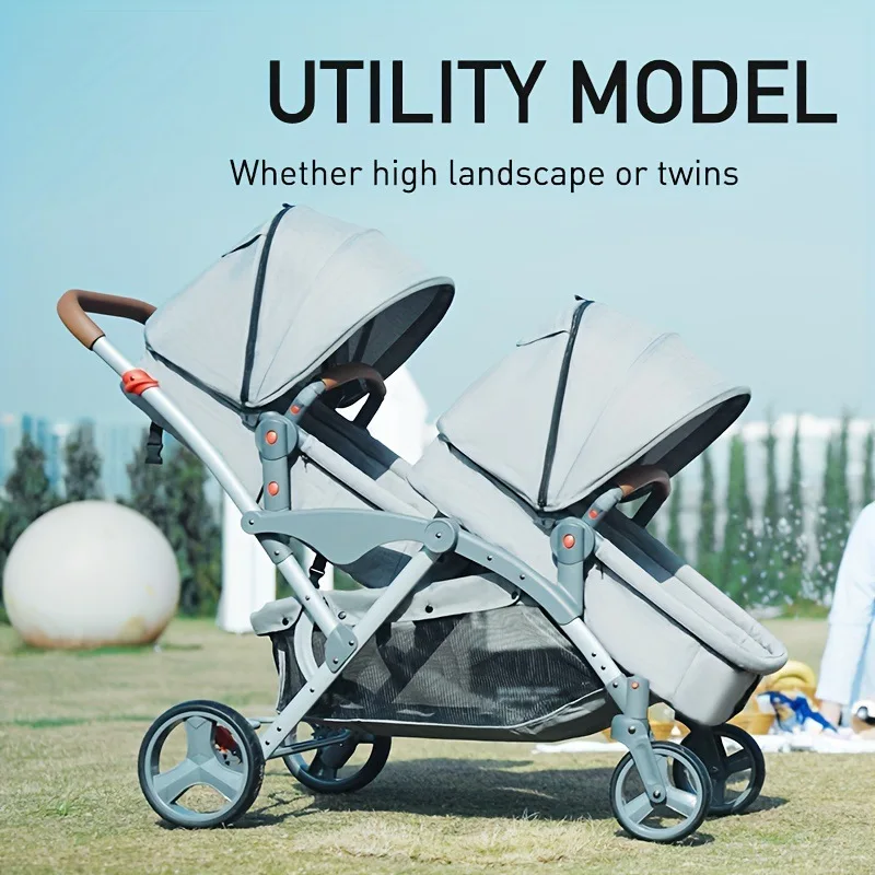 Cochecito doble, plegable ligero, puede sentarse y acostarse. - imagen 3