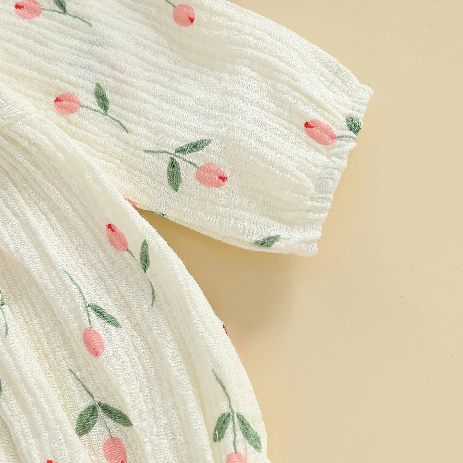 VISgogo Mameluco de otoño para niñas, monos informales de manga larga con volantes y estampado floral para recién nacidos, ropa de moda - imagen 5