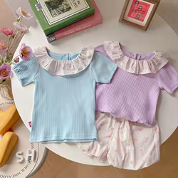 Nueva ropa de moda de verano para bebés, camiseta para niñas, pantalones cortos, 2 unids/set, ropa para niños pequeños, disfraz informal infantil, chándales para niños