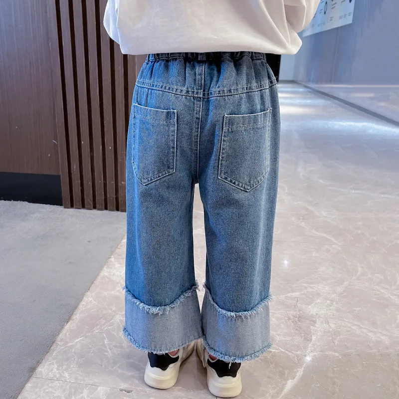 Pantalones vaqueros finos de primavera y otoño para niña, pantalones de pierna ancha de conejo para niño, vaqueros de pierna recta informales para bebé de 80-140cm, novedad de 2025 - imagen 4