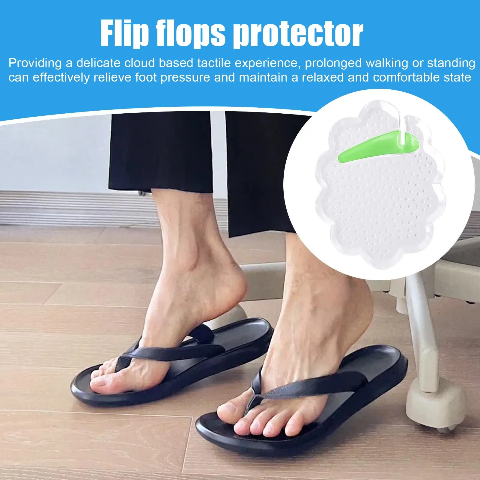 Protectores de dedos de sandalias tipo Tanga entre los dedos de los pies, almohadillas transparentes absorbentes de golpes, soporte de separadores lavables autoadhesivos - imagen 2