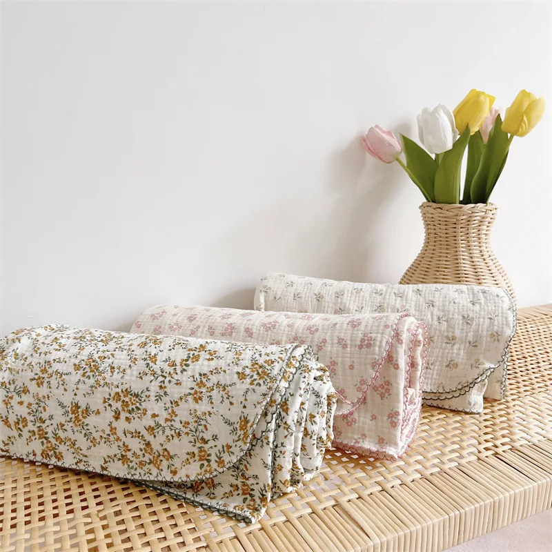 Manta envolvente de algodón y muselina con estampado Floral para bebé, manta receptora de gasa suave para recién nacidos, funda de cama para niños - imagen 2