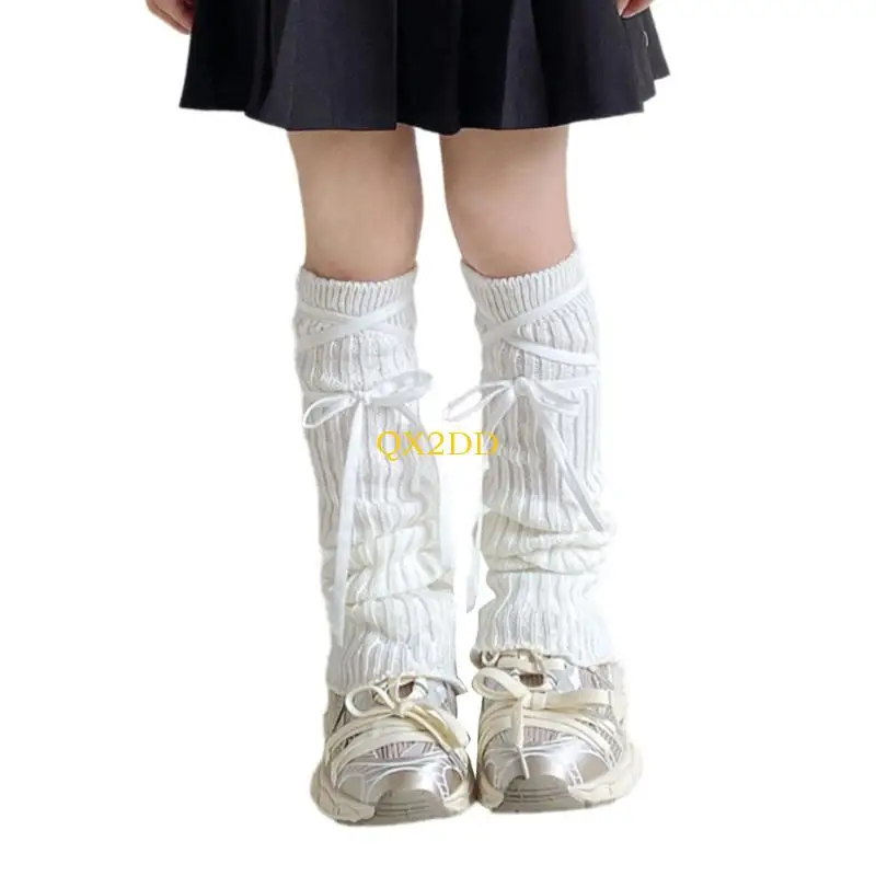 Mangas calcetines QX2D TIPA Fashionable Bowknot Girls Calcetines apilables Capacidades piernas cómodas para ropa diaria y - imagen 3