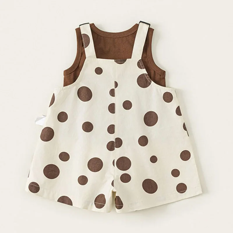 Conjunto de verano infantil top sin mangas y mono