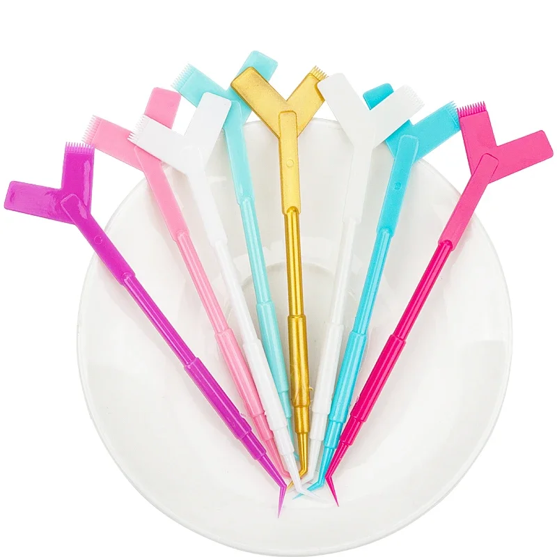 Permanente, 10 Uds., herramienta de plástico reutilizable para extensión de pestañas, peine en forma de Y, aplicador rizador de elevación de pestañas, cepillos de maquillaje - imagen 3