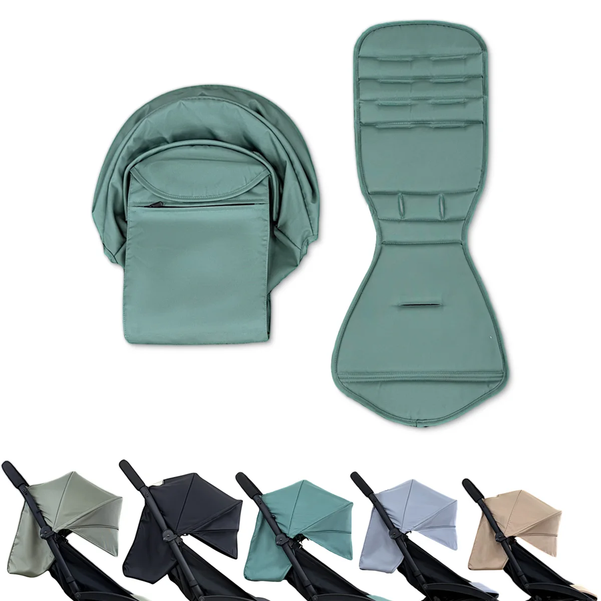 Nueva funda de dosel 175 cojín de asiento Compatible con Babyzen YOYO funda de colchón de asiento con bolsillo trasero con cremallera accesorios para cochecito