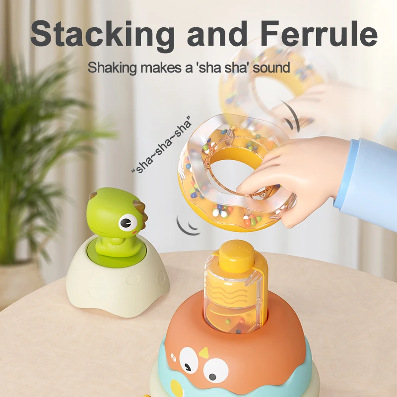 Juguetes apilables para bebés, torre giratoria de arcoíris, juego de desarrollar habilidades motoras, juguetes apilables giratorios, regalos educativos de Navidad - imagen 4