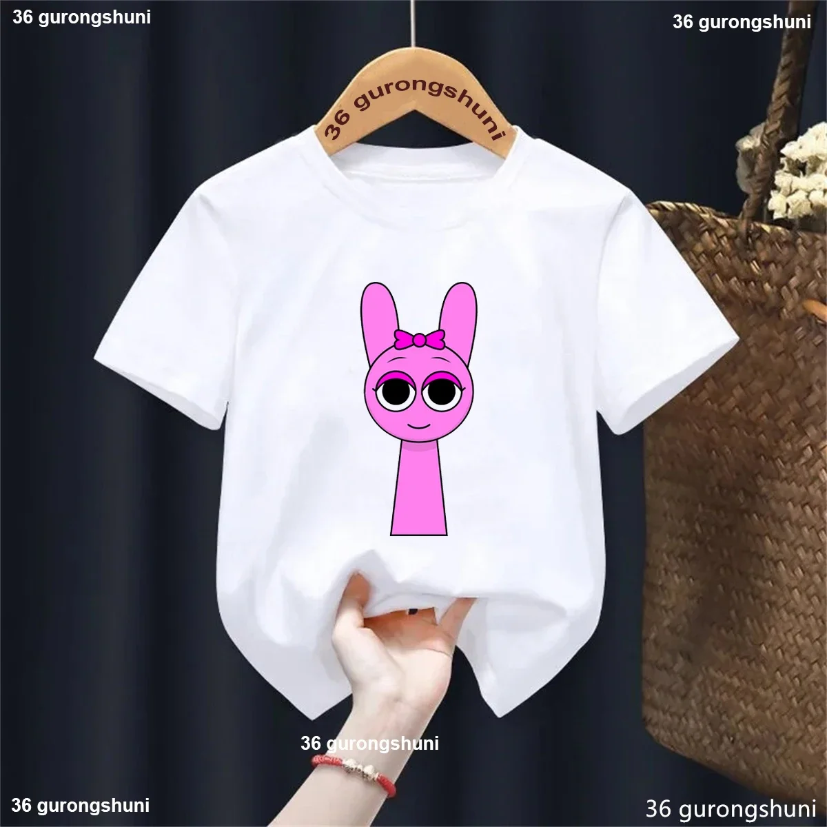 Camiseta con estampado Kawaii Pink Sprunki para niñas/niños, juego de música, ropa fresca para niños, camiseta de verano blanca/negra/rosa/amarilla/azul/roja - imagen 5