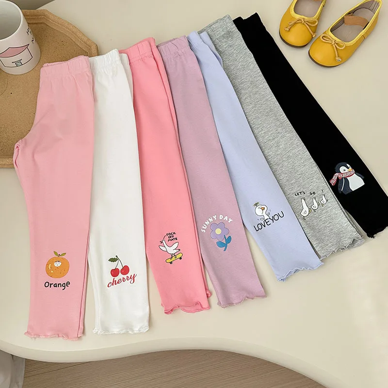 Pantalones pitillo para niñas, mallas para niños de primavera y verano, pantalones ajustados con estampado de animales, pantalones de algodón para niñas, ropa informal escolar