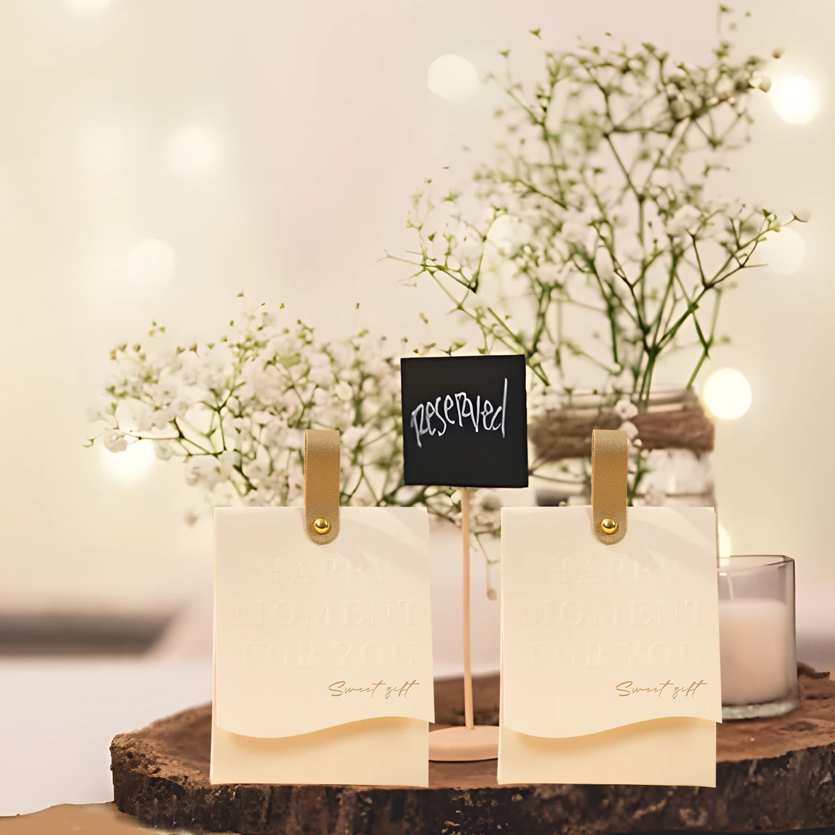 Caja de azúcar de papel francesa, 10 Uds., ligera, de lujo, DIY, Color champán, caja de dulces para boda, fiesta de boda, caja de regalo de papel de acompañamiento - imagen 3