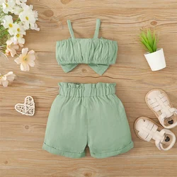 Conjunto veraniego para niña de 3-24 meses: top sin mangas y shorts
