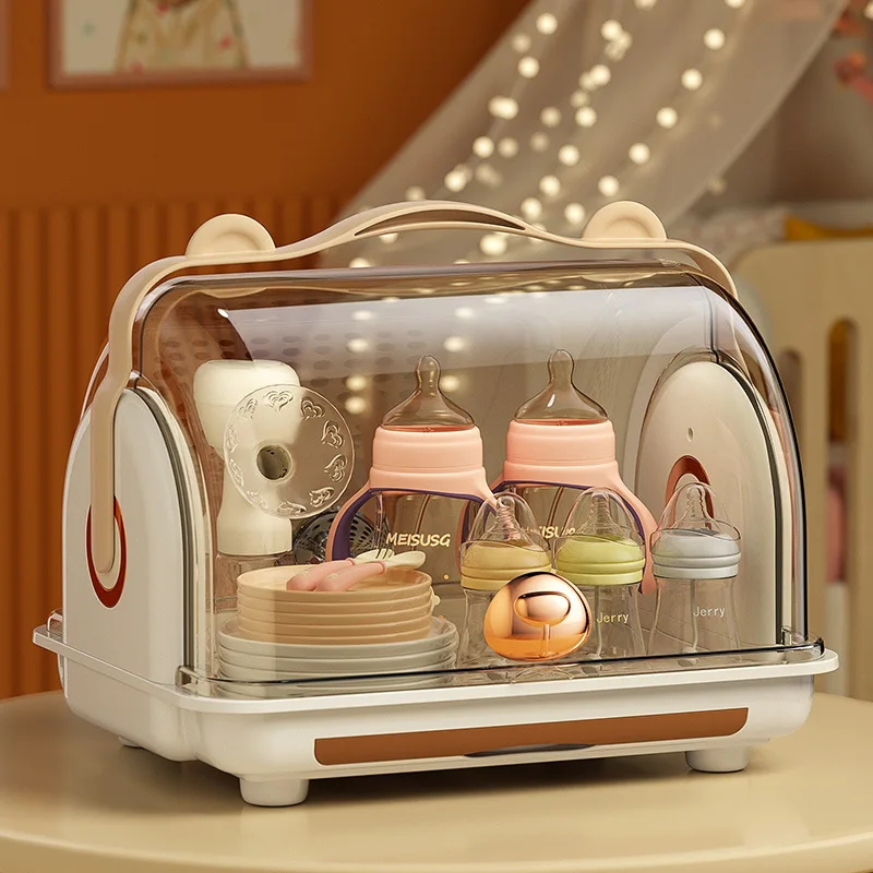Organizador de biberones de calidad alimentaria, caja de almacenamiento de 6 botellas con tapa de bloqueo, dispensador de enfermería y fórmula para encimera/frigorífico