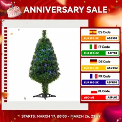 HOMCOM Árbol de Navidad 90cm Artificial Árbol con Soporte Fibra Óptica 4 Colores Verde Natural Material PVC
