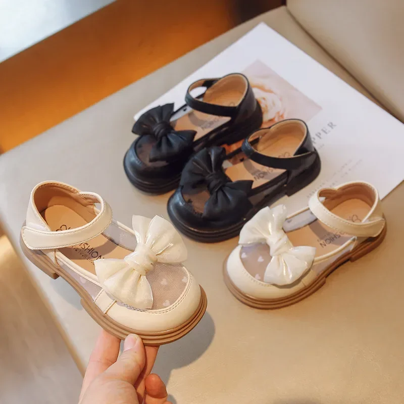 Zapatos de princesa con lazo de encaje para niña – Cuero natural - imagen 3
