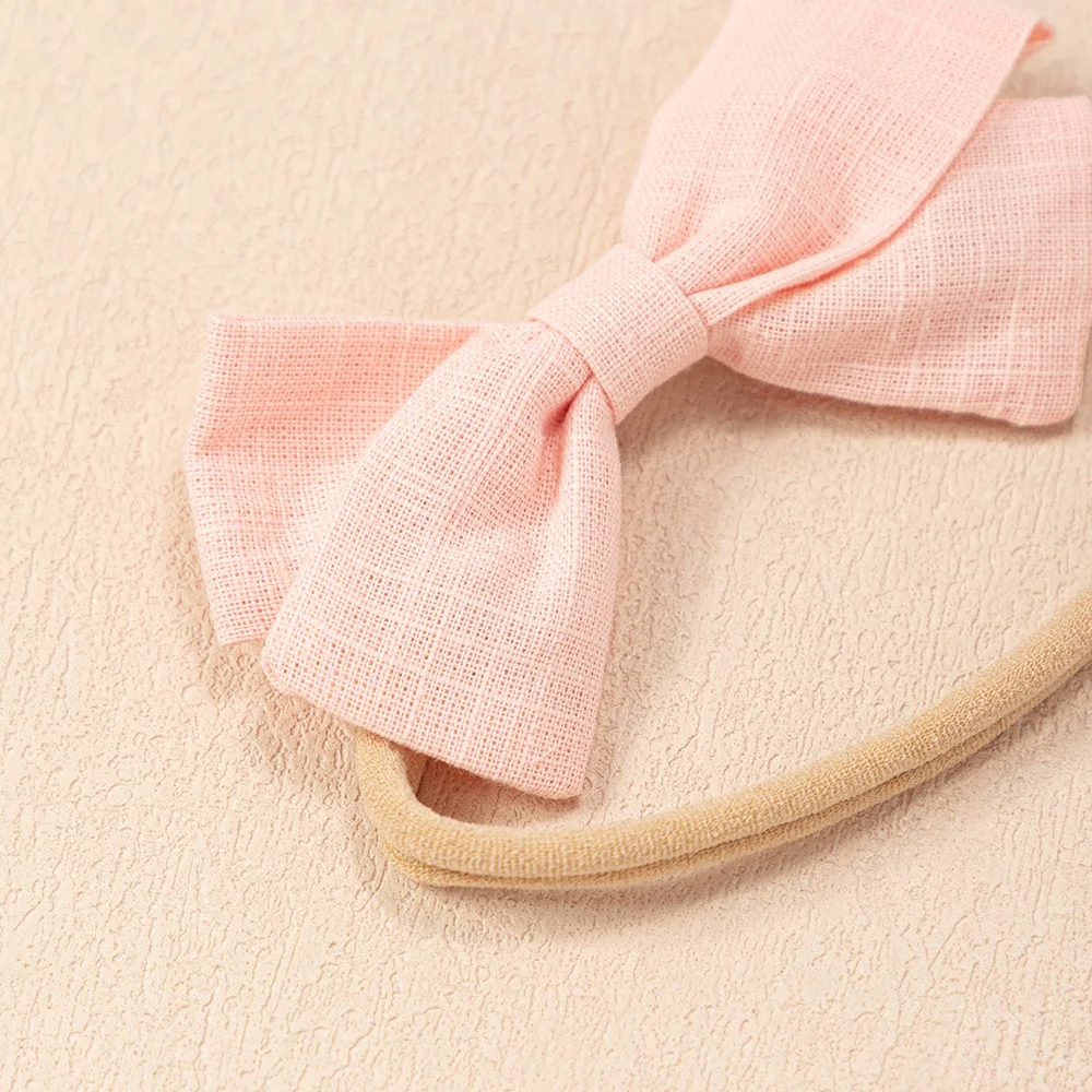 4 Uds. Diadema con lazo para bebé, diadema de nailon bonita para niña, gorros elásticos suaves para niño recién nacido, accesorios para el cabello para fotografía - imagen 5